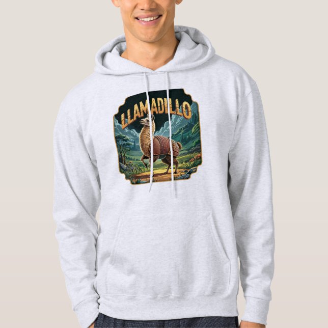 Llamadillo Illustration – Llama Armadillo Funny Hoodie (Front)