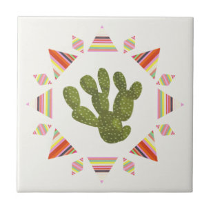 Llamarama Collection   Cactus Circle Tile