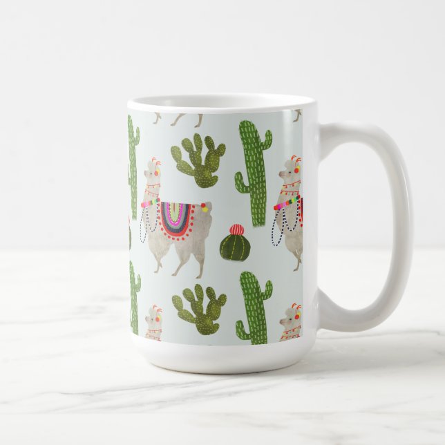 Llamarama Collection | Cactus & Llama Pattern Coffee Mug (Right)
