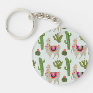 Llamarama Collection   Cactus & Llama Pattern Keychain