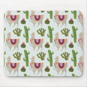 Llamarama Collection   Cactus & Llama Pattern Mouse Pad