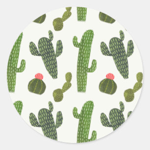 Llamarama Collection   Cute Cactus Classic Round Sticker