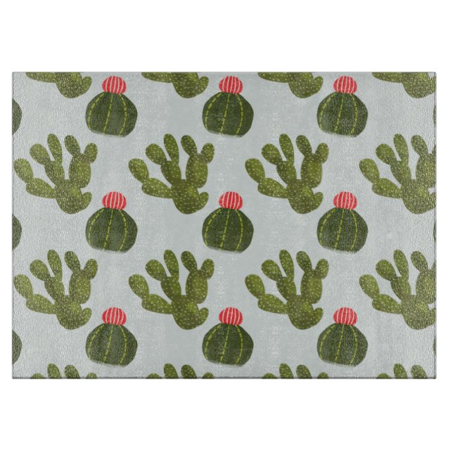 Llamarama Collection | Cute Cactus Pattern Cutting Board (Front)