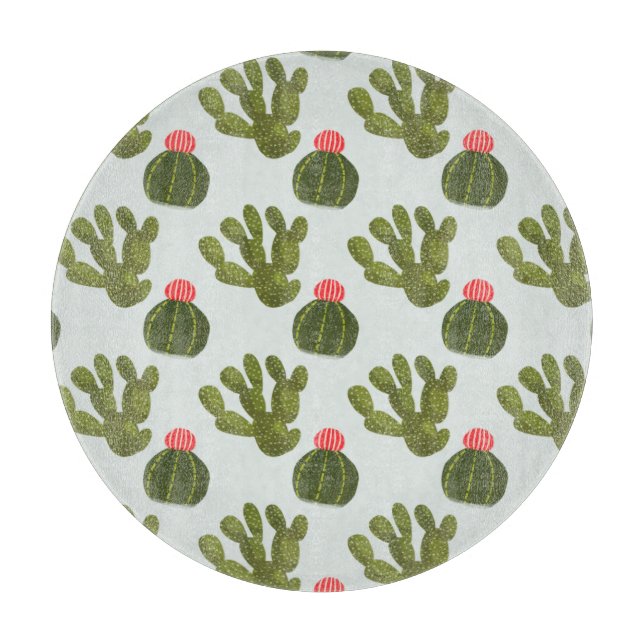 Llamarama Collection | Cute Cactus Pattern Cutting Board (Front)