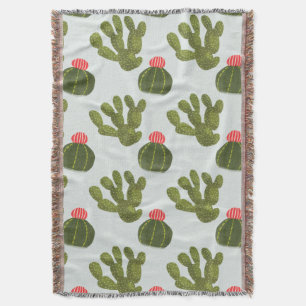 Llamarama Collection   Cute Cactus Pattern Throw Blanket