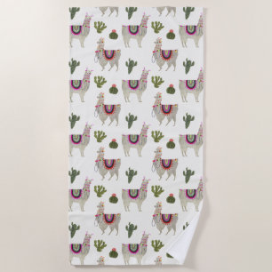 Llamarama Collection   Cute Lllamas Beach Towel