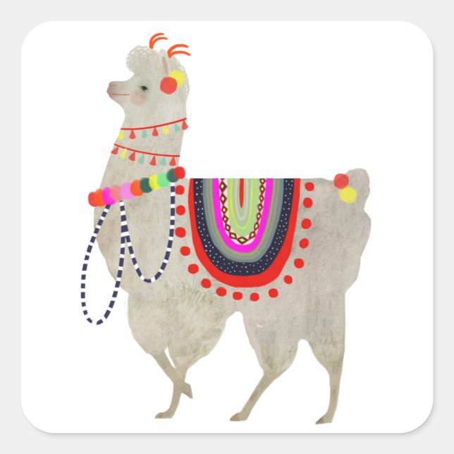 Llamarama Collection | Cute Lllamas Square Sticker (Front)