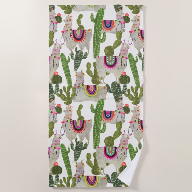 Llamarama Collection Pattern Beach Towel (Front)