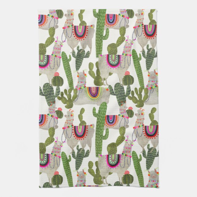 Llamarama Collection Pattern Kitchen Towel (Vertical)
