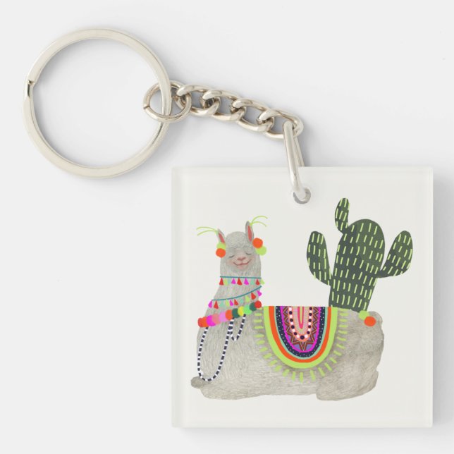 Llamarama Collection | Smiling Llamas Keychain (Front)