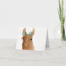 Llamas à Shades : Carte de voeux de septembre 4"x5