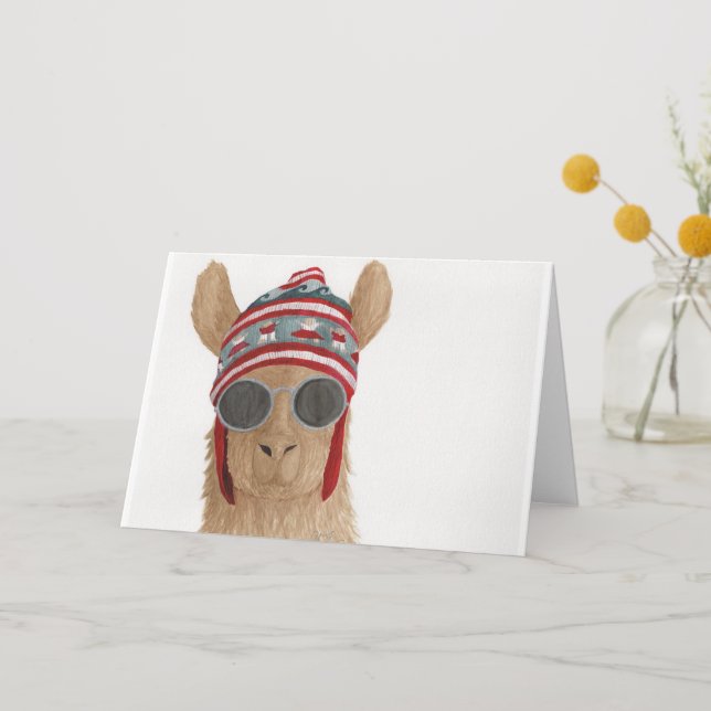 Llamas à Shades : juillet Carte de voeux A5 (Recto)