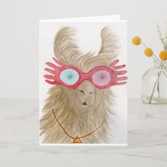 Llamas à Shades : octobre Carte de voeux A5 (Recto)