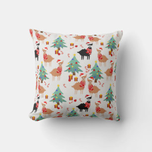 Llamas And Alpaca Christmas Pattern Throw Pillow