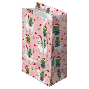 Llamas and Cacti Christmas Pattern Small Gift Bag