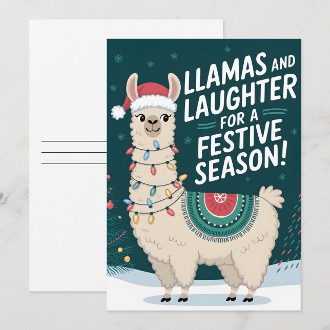 Llamas And Festive Season - Christmas card (Front/Back)