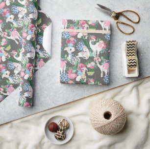 Llamas and Flowers Wrapping Paper