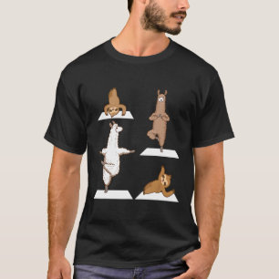 Llamas And Sloths Doing Yoga Sports Dancing Fitnes T-Shirt