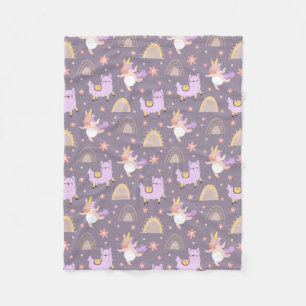 Llamas And Unicorns Fleece Blanket