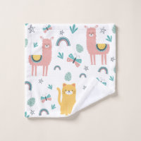 Llamas Cats Alapaca Pink Trim Animals Boho