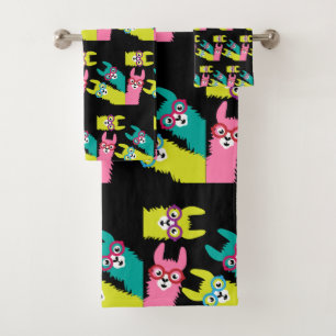 Llamas Colorful Camelid  Bath Towel Set