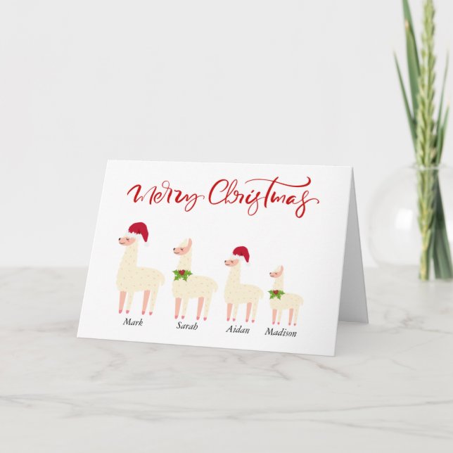 Llamas de Noël Carte de vacances pliée (Devant)