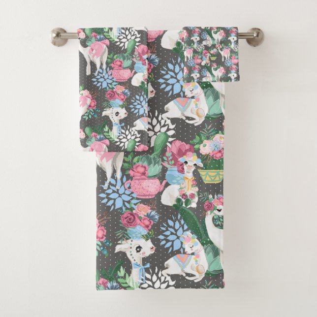 Llamas et serviettes en fleurs (En situation)