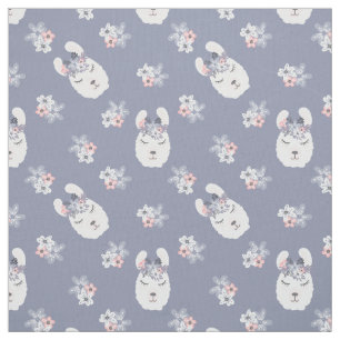 Llamas & Flowers Pattern Fabric