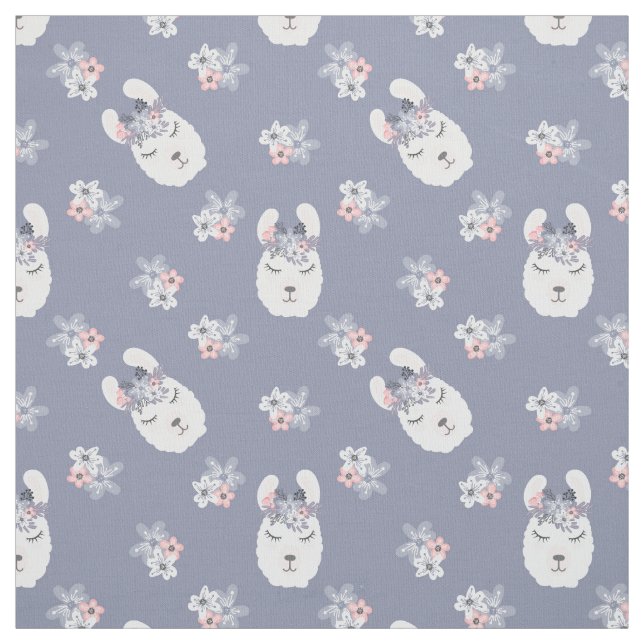 Llamas & Flowers Pattern Fabric (Swatch)