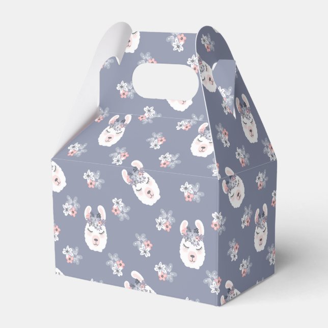 Llamas & Flowers Pattern Favor Box (Front Side)