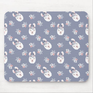 Llamas & Flowers Pattern Mouse Pad
