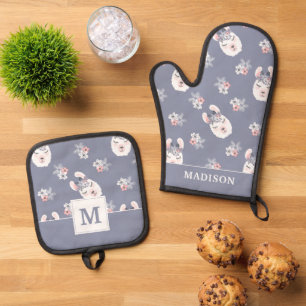Llamas & Flowers Pattern Oven Mitt & Pot Holder Set
