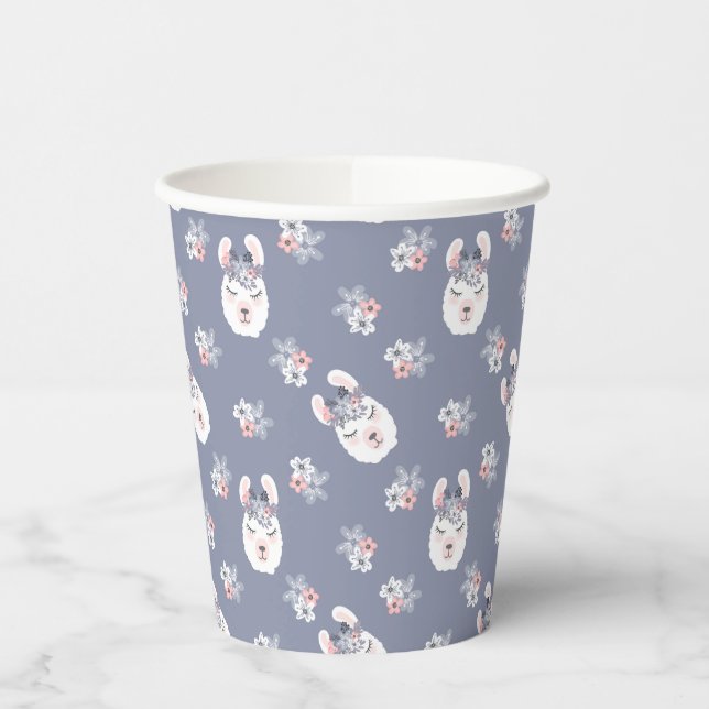 Llamas & Flowers Pattern Paper Cups (Left)