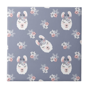 Llamas & Flowers Pattern Tile