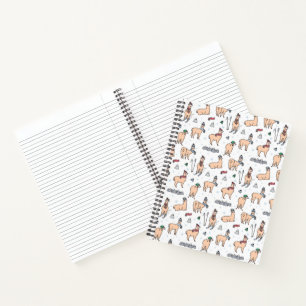 Llamas In Hats & Scarves Skiing Pattern Notebook