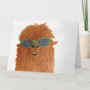 Llamas in Shades: April Greeting Card 8.5"x11"
