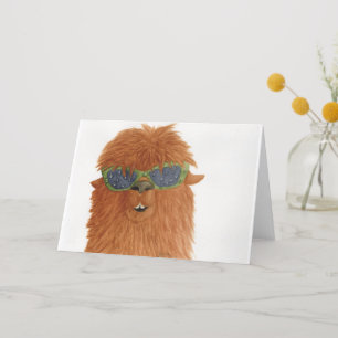 Llamas in Shades: April Greeting Card A5