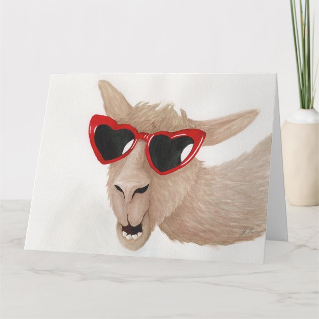 Llamas in Shades: February Greeting Card 8.5"x11" (Front)