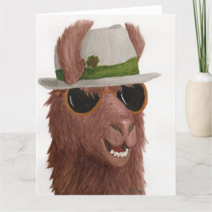Llamas in Shades: March Greeting Card 8.5"x11"