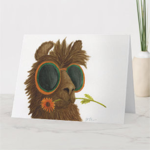 Llamas in Shades: May Greeting Card 8.5"x11"