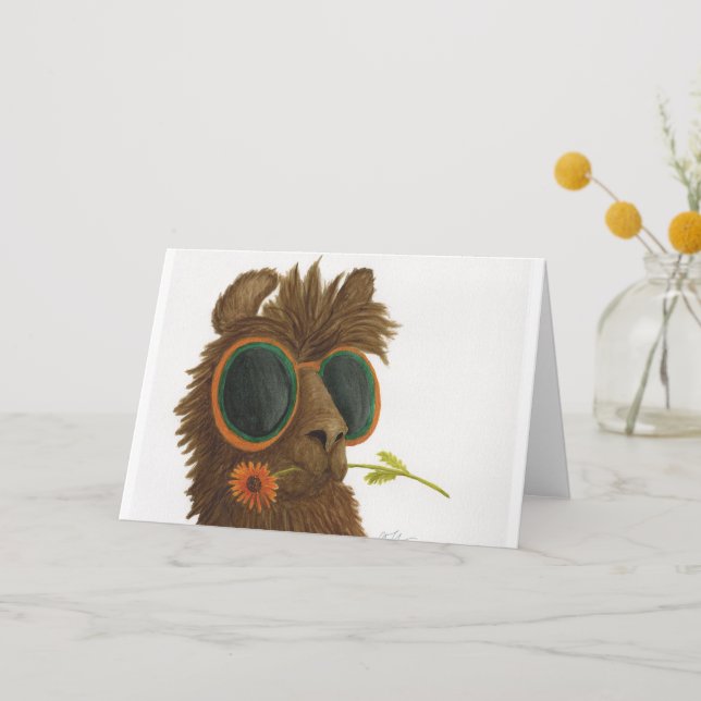 Llamas in Shades: May Greeting Card A5 (Front)