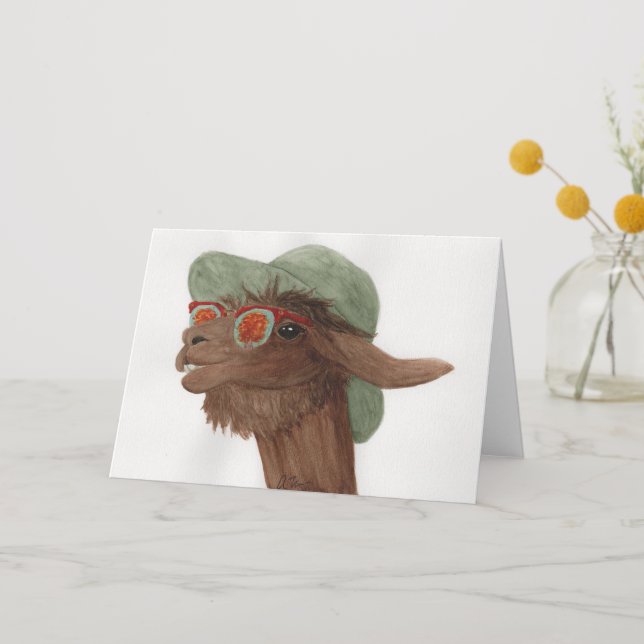 Llamas in Shades: November Greeting Card A5 (Front)