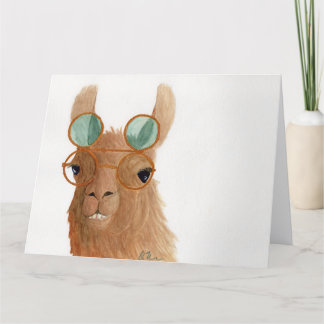 Llamas in Shades: September Greeting Card 8.5"x11"