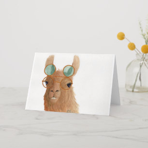 Llamas in Shades: September Greeting Card A5