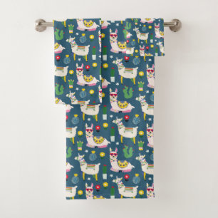 Llamas In Sunglasses Pattern Bath Towel Set