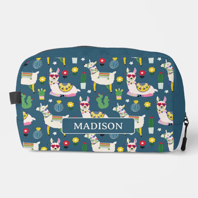 Llamas In Sunglasses Pattern Dopp Kit (Front)