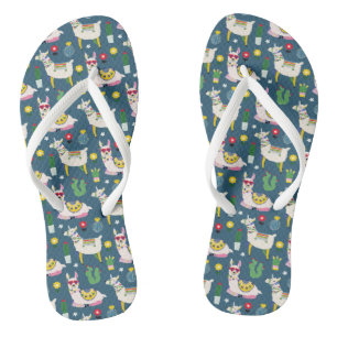Llamas In Sunglasses Pattern Flip Flops