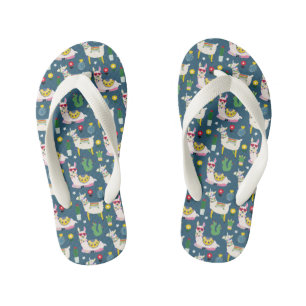 Llamas In Sunglasses Pattern Kid's Flip Flops