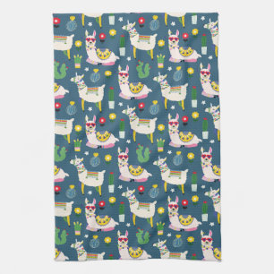 Llamas In Sunglasses Pattern Kitchen Towel