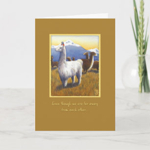 Llamas on Medium Brown Missing You Card
